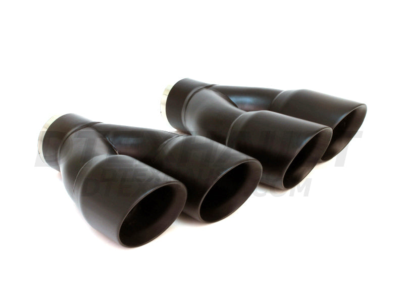 Black Powder Coated Dual 3″ Double Wall Staggered Angle Tip - DT-25083LBK