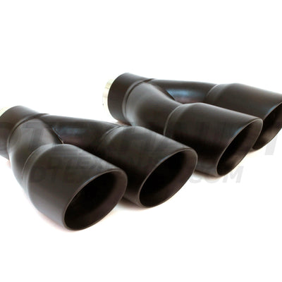 Black Powder Coated Dual 3″ Double Wall Staggered Angle Tip - DT-25083RBK