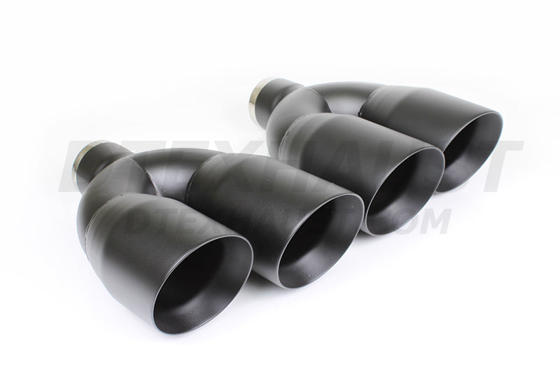 BLACK POWDER COATED DUAL 4” DOUBLE WALL STAGGERED ANGLE TIP - DT-25483RBK