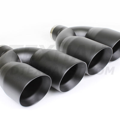 BLACK POWDER COATED DUAL 4” DOUBLE WALL STAGGERED ANGLE TIP - DT-25483RBK