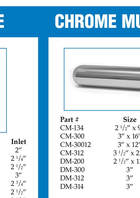 Farrow Chrome Mufflers - Chrome Resonated Muffler